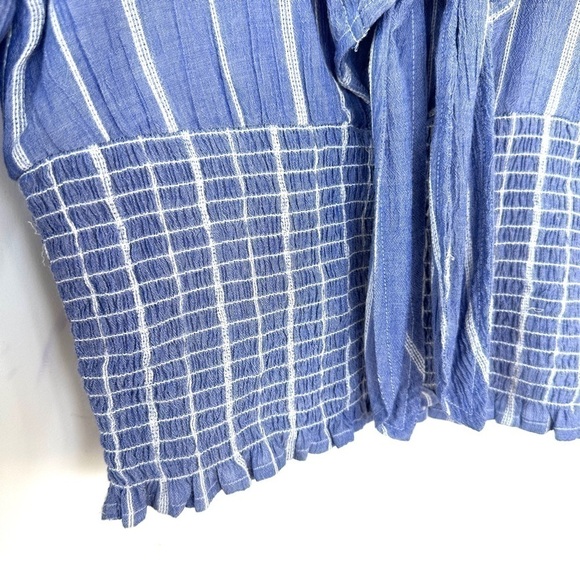 American Eagle top with deep v-neckline & tie, ruched waist, long sleeves - Picture 5 of 11